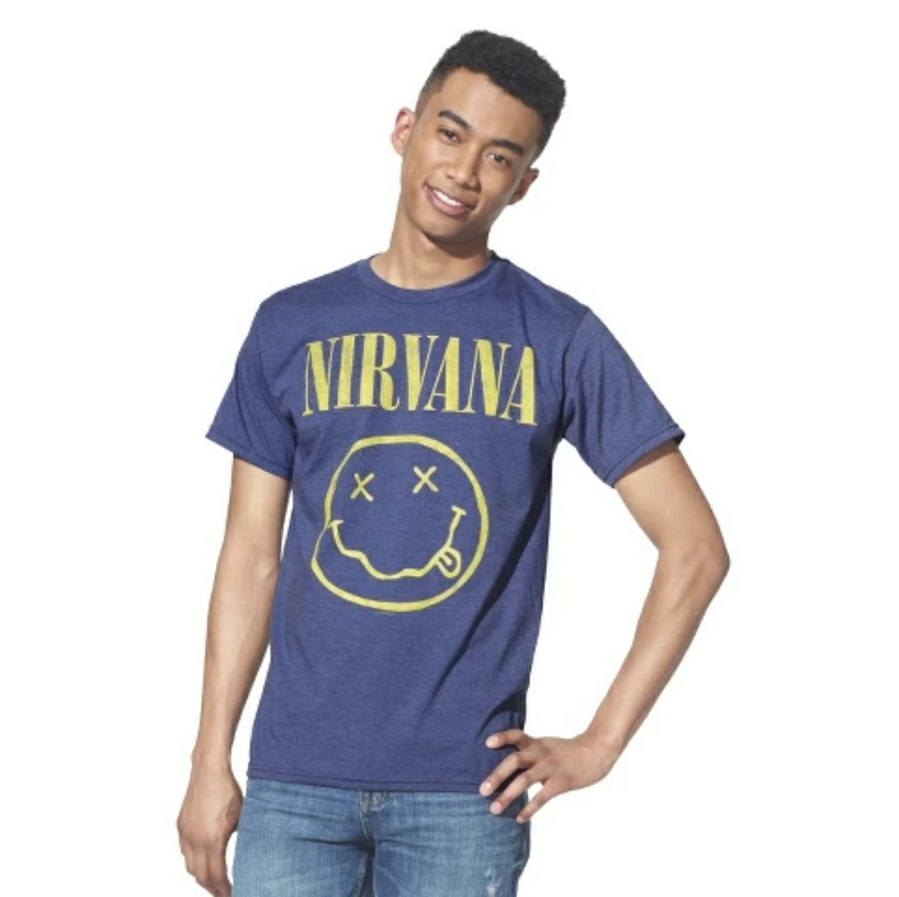 Nirvana | Classic Smiley Band Logo Tee Sz L